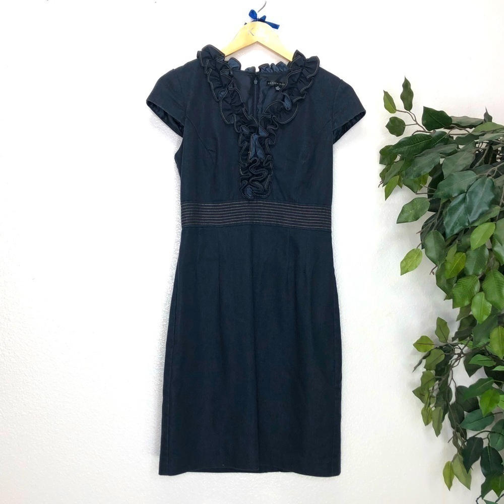 Sandra Darren Denim Dress With Frill Around Bust